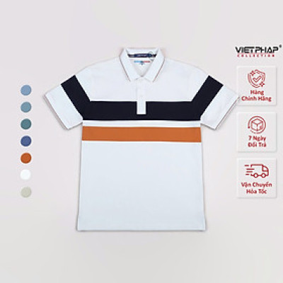 Áo Polo Nam VIỆT PHÁP Form Luxury - Thun 4 Chiều Phối , lịch lãm, sang trọng 97502
