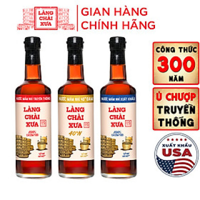 Đặc Sản Phan Thiết - [Combo 3 Chai XANH ĐỎ VÀNG] Nước Mắm Nhỉ Làng Chài Xưa Nhãn Xanh Xuất Khẩu, Nhãn Đỏ Đậm Đà, Nhãn Vàng Sánh Đặc 500Ml/Chai Thủy Tinh - 03 Chai Nhãn Đỏ