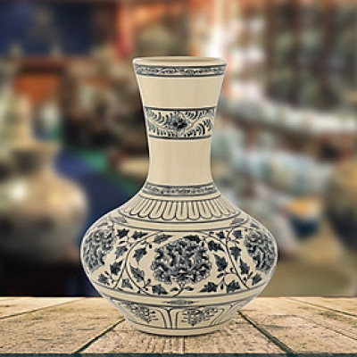 Bình hoa cúc quân tử gốm Chu Đậu (S3)