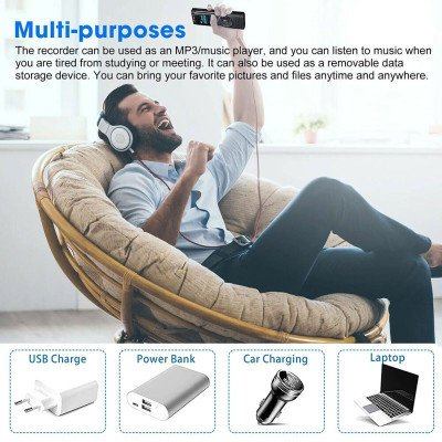 ROGTZ - Máy ghi âm GA902 32GB DSP khử tiếng ồn Kích hoạt ghi âm giọng nói MP3/WAV 92kbps 0Hz-20kHz Pin 13 giờ Nhỏ gọn Hiện đại Kim loại Màn hình LCD Thẻ nhớ 128GB Micro đa hướng Chống ồn Hẹn giờ Nghe nhạc Kết nối máy tính Giá rẻ Hàng Chính hãng