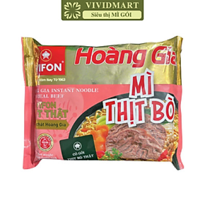 VIFON - Mì Hoàng Gia hương vị Thịt Bò (có gói thịt bò thật), Mì thịt bò ăn liền Vifon Hoàng Gia (130g/gói)