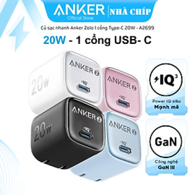 Củ sạc nhanh Anker Zolo A2699 1 cổng Type-C 20W IQ 3.0 - Hàng Chính Hãng