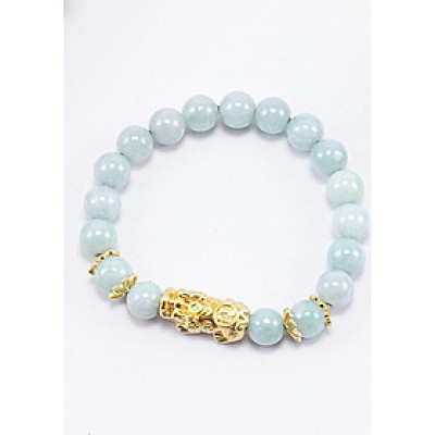 Vòng Tay Phong Thủy Nữ Đá Cẩm Thạch Phỉ Thúy Phối Charm Tỳ Hưu Mạ Vàng 24K (8mm) Mệnh Mộc, Hỏa Ngọc Quý Gemstones