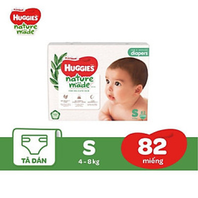(GIAO NHANH 2H) Tã/bỉm dán cao cấp Huggies Nature Made đủ size NB60/S82/M64/L54