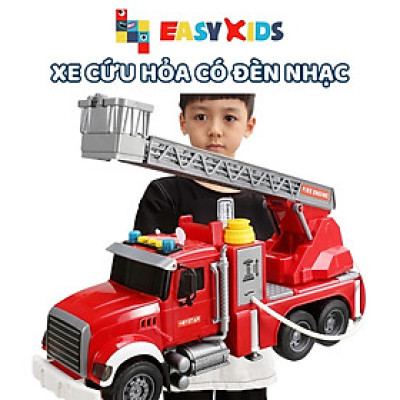 Xe Cứu Hỏa Đồ Chơi Cỡ Lớn, Đồ Chơi Xe Cứu Hỏa Mô Hình 1:12 Cho Bé Có Đèn Nhạc
