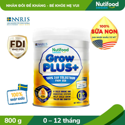 Sữa bột Nutifood GrowPLUS+ Sữa Non 0-12 tháng Lon 800g