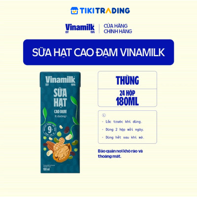 Thùng 24 hộp sữa hạt cao đạm Vinamilk ít đường 180ml