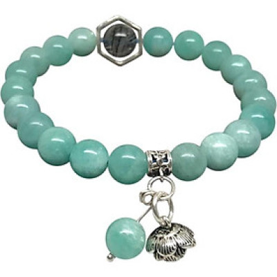 Vòng Đá Amazonite Mix Charm Hoa Sen Bạc Ngọc Quý Gemstones VPT043