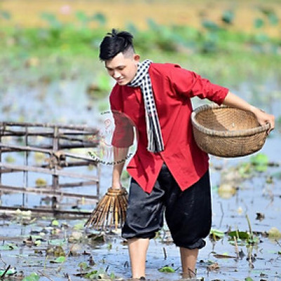 BIG SIZE Bộ bà ba phối áo cate đỏ quần phi đen - Có bộ bà ba Bigsize- may sỉ bà ba toàn quốc - May bộ bà ba theo yêu cầu