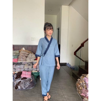 Đồ Lam Đi Chùa  - mẫu Linen có nơ