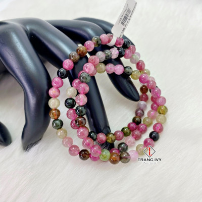 Chuỗi Vòng Tay Tourmaline Đa Sắc 5.5mm Quấn 3 Vòng