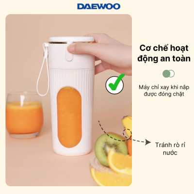 Ly Xay Cầm Tay DAEWOO DWBL-3424 (340ml) Hàng Chính Hãng - Ly Xay Sinh Tố, Trái Cây Mini tiện lợi, mạnh mẽ