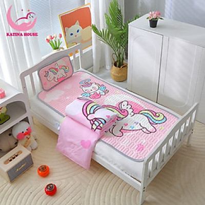 Combo chiếu điều hòa kèm mền cho bé, chiếu dày dặn mềm mại thoáng mát, họa tiết sắc nét dễ thương