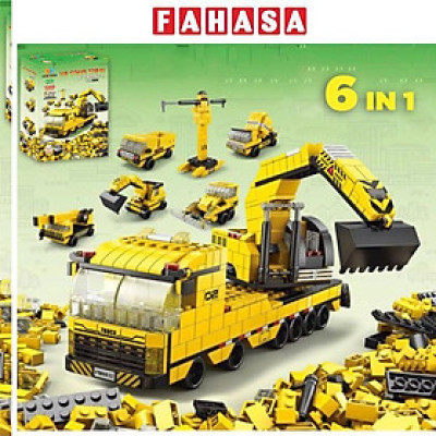 Đồ Chơi Lắp Ráp Xe Công Trình 6 Trong 1 - Construction Vehicle - Toys&Joys 8832-2 (1000 Mảnh Ghép)