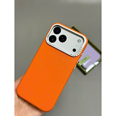 Ốp lưng da PU viền cam đá cho iPhone 17 Pro Max hiệu Memumi Diamond With Mag safe - Hàng chính hãng