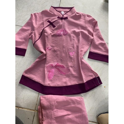 Đồ Lam Đi Chùa # Sẫm Phối 2Nút # Đồ Bộ Nữ #Quần Áo Nữ