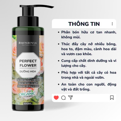 Combo phân bón TRỊ SÂU BỆNH, DƯỠNG HOA MONROVIA hữu cơ giúp cây khỏe, hoa nở sai, to, đậm màu, dung tích 1L
