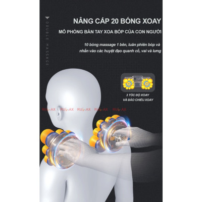 ￼Gối Massage Cổ Vai Gáy Hồng Ngoại (loại 1 ) - Máy Massage 20 bi cao cấp thế hệ mới bản nâng cấp siêu xịn