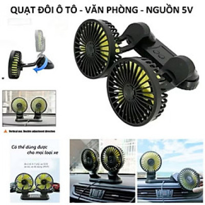 BỘ QUẠT ĐÔI 3 CẤP ĐỘ GIÓ SIÊU MÁT LẠNH TRÊN XE HƠI ÔTÔ VĂN PHÒNG HÀNG CHUẨN