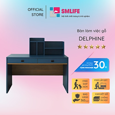 Bàn liền hộc bằng gỗ tiện dụng SMLIFE Delphine