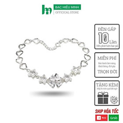 Vòng tay BẠC HIỂU MINH LTU446S mix họa tiết đính đá thời thượng trang sức bạc thật 925 