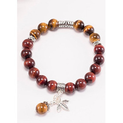 Vòng tay thạch anh mắt hổ phối charm 3 lá bạc (8mm) Ngọc Quý Gemstones