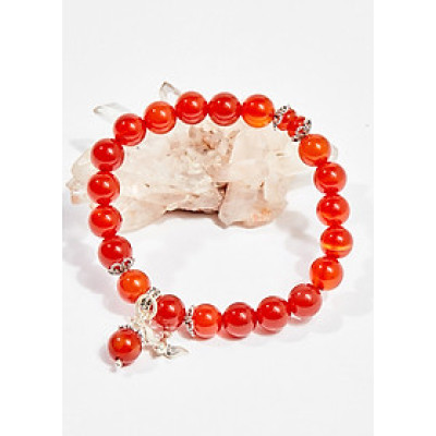 Vòng tay phong thủy nữ đá mã não đỏ charm cánh chim én 8mm mệnh hỏa , thổ - Ngọc Quý Gemstones