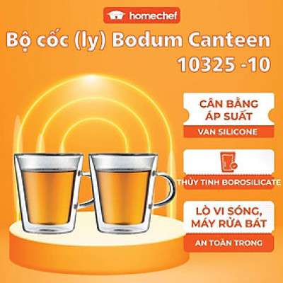 Bộ 2 cốc (ly) thủy tinh 2 lớp Bodum Canteen 10325 -10, dung tích 200ml | Hàng chính hãng
