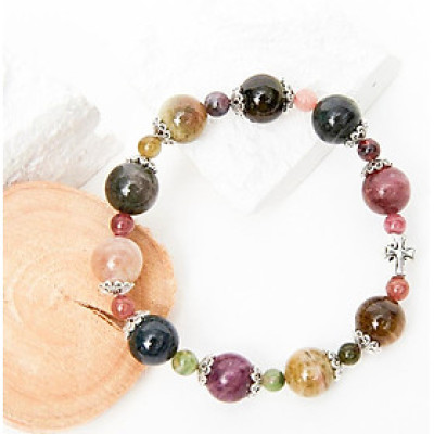 Vòng chuỗi Mân Côi Rosary Bracelet đá tourmaline đa sắc - Ngọc Quý Gemstones