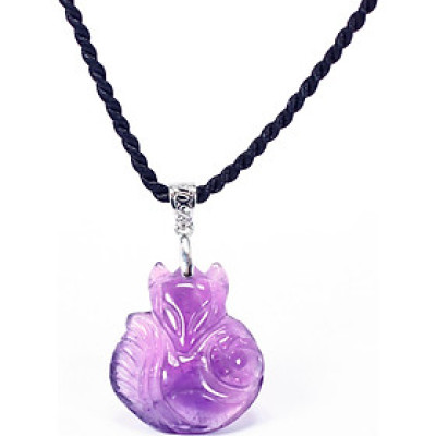 Mặt dây chuyền hồ ly 9 đuôi ôm hoa mẫu đơn đá thiên nhiên - Ngọc Quý Gemstones