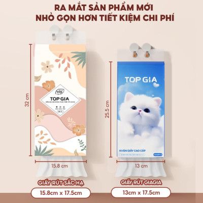 Thùng 10 bịch giấy treo đa năng 4 lớp 1000 tờ GiaGia, Top Gia, Khăn rút vệ sinh treo tường