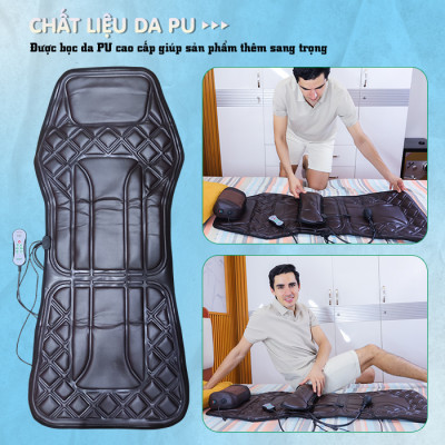 Nệm (đệm) massage ô tô cao cấp Nikio NK-150 - Con lăn 3D xoa bóp cổ vai gáy, kết hợp nhiệt nóng sưởi ấm lưng, cổ và rung toàn thân tạo cảm giác thư giản, túi khí nâng đỡ cột sống lưng