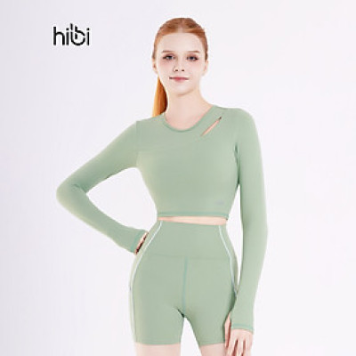 Áo tập Yoga Gym Hibi Sports CR839 Kiểu tay dài khoét lá, kèm mút ngực