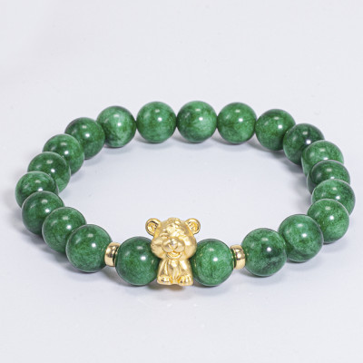 Vòng Tay Phong Thủy Nữ Đá Cẩm Thạch Sơn Thủy Phối Charm Tuổi Dần Bạc Mạ Vàng 24K (8mm) Mệnh Mộc, Hỏa Ngọc Quý Gemstones