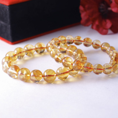 Vòng tay hạt trơn đá thạch anh vàng - citrine mệnh thổ, kim - Ngọc Quý Gemstones