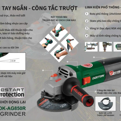 Máy Mài Góc Dekton DK-AG850R chống tự khởi động lại