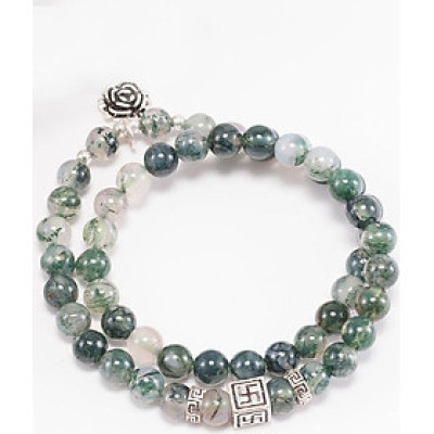 Vòng Tay 2 Line Băng Ngọc Thủy Tảo Phối Charm Bạc (7mm) Ngọc Quý Gemstones