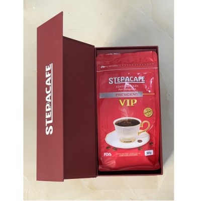 STEPPACAFE-Cà phê rang xay V.I.P 100% Moka (Túi 500g có hộp)