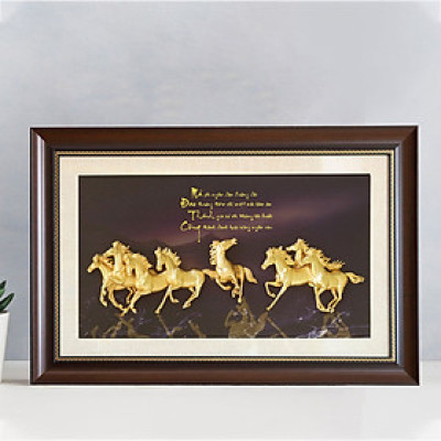 Tranh Bát Mã truy phong mạ vàng - Tranh mã đáo thành công mạ vàng độc đáo: Quà tặng sếp, tân gia, mừng lên chức