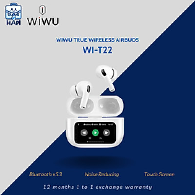Tai nghe không dây hàng chính hãng WiWU Airbuds T22. Giảm tiếng ồn tốt, màn hình cảm ứng thao tác siêu tiện