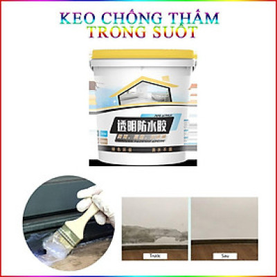 Keo Quét Chống Thấm Trong Suốt 1L Pure Acrylic 14X12Cm Tặng Kèm Cọ
