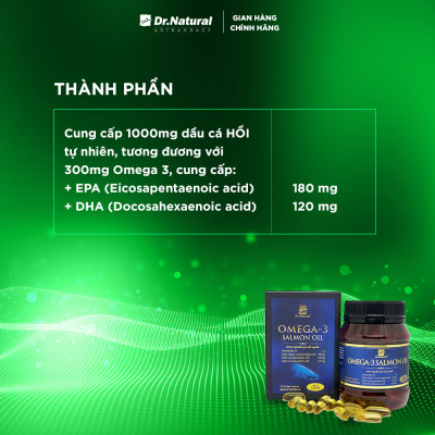 Viên Uống Dầu Cá Hồi Úc Dr Natural Omega 3 Salmon Oil 180 Viên | Tốt Cho Mắt, Não, Tìm, Giảm Nguy Cơ Xơ Vữa Động Mạch - Hàng Chính Hãng