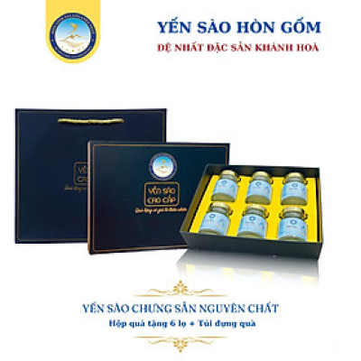 [Hộp QT 6 Hũ] Tổ Yến Sào Chưng Đường Ăn Kiêng - Yến Sào Hòn Gốm Chính Hiệu Khánh Hoà - HGKNEST
