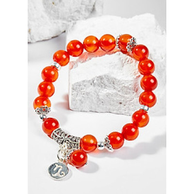 Vòng Tay Phong Thủy Nữ Đá Mã Não Đỏ Phối Charm Cung Hoàng Đạo Ma Kết (8mm) Mệnh Hỏa, Thổ Ngọc Quý Gemstones