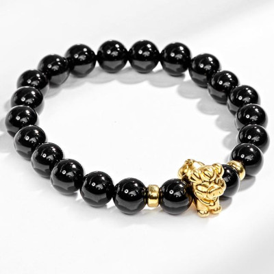 Vòng Tay Đá Thiên Thạch Charm Tuổi Hợi Bạc Mạ Vàng 24K Ngọc Quý Gemstones