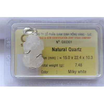 Mặt dây chuyền tỳ hưu thạch anh trắng tự nhiên kiểm định