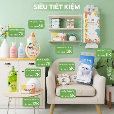 Nước rửa chén bát TopGia hương chanh chiết xuất tự nhiên làm sạch dầu mỡ bảo vệ da tay chai 1kg