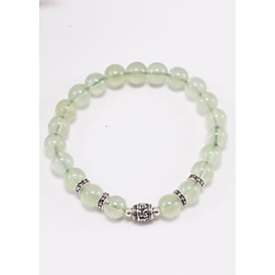 Vòng tay thạch anh xanh phối charm lục tự bạc (7mm) Ngọc Quý Gemstones