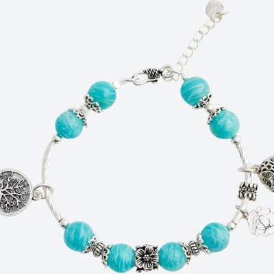 Vòng tay đá Amazonite charm voi bạc Ngọc Quý Gemstones