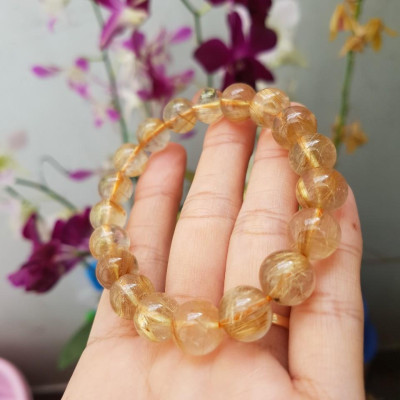 Vòng tay thạch anh tóc vàng VIP 10 li 